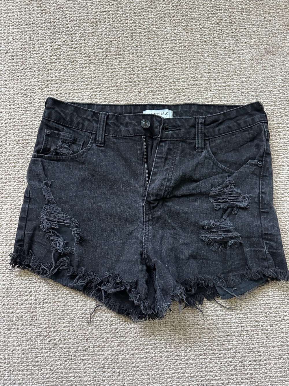Just USA Black Distressed Denim Jean Shorts